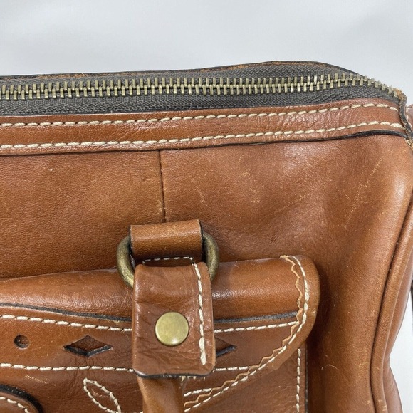 Patricia Nash Crossbody Tote Bag Cognac Brown Leather Handbag - Picture 3 of 16